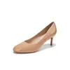 Zapatos de Tacón Alto Redondos de Charol 6313B para Mujer, Tacón Fino, Boca Baja, Zapatos de una Sola Pieza, Colores Negro y Nude, Versátiles para Ir al Trabajo y el Ámbito Profesional