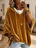2026 Nova Blusa de Moletom Veludada Solta com Capuz Estilo Europeu e Americano para Mulheres, Pulôver com Cordão, Top Casual, Modelo Outono e Inverno Transfronteiriço