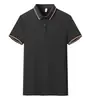 Camisas Polo de Tamanho Grande com Impressão de Logo Personalizado, Roupa de Trabalho de Seda de Gelo e Algodão de Verão Transfronteiriça, Roupa de Trabalho para Equipe, Camisetas de Manga Curta Feitas Sob Medida