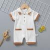 Roupas Finas de Bebê para o Verão Casual Cavalheiro Chapéu Britânico Camisa Cem Dias Lua Cheia Infância Manga Curta Roupa para Subir