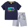 Camiseta infantil de verano 2023, nueva ropa infantil de comercio exterior, pantalones de manga corta de algodón coreano para niños, traje de dos piezas