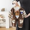 Traje de Otoño para Niño 2025 Nuevo Traje de Otoño para Bebé a la Moda Costuras a Rayas Traje de Béisbol de Oso Conjunto de Tres Piezas para Niños