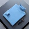 Suéter de punto de cuello alto para hombre Otoño e Invierno Color Sólido Jersey Talla Grande Holgado Camisa Base Manga Larga Simple Interior Otoño e Invierno