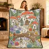 Manta de Franela con Graffiti Floral de Bosque de Hongos Modelo Nuevo 2026 Manta Cubre Sofá para Siesta en la Oficina en Todas las Estaciones