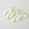 Meias Femininas Curtas Novo Estilo, Meias Femininas Finas de Verão e Primavera Tipo Barco, Meias Baixas Fofas Japonesas, Meias Curtas Brancas com Desenho