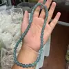 Directo del fabricante: Collar de Cuentas Redondas Color Azul Esmeralda Natural al por Mayor Cadena para Clavícula Verde Aceite de Jadeíta Collar para Madres de Calcedonia Azul