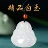 Colgante de Buda de Jade Blanco Seda Dorada de Xinjiang Colgante, Colgante de Buda de Jade Blanco, Collar de Jade, Cadena para Suéter
