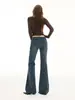 YECHUAN # Calça jeans flare cintura baixa estilo americano para mulheres, modeladora e que alonga as pernas, com design justo e elástico