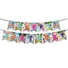Decoração de Festa de Aniversário Tema Equipe Super Gatinhos Conjunto Banner de Festa Desenho Animado SuperGatinhos Bandeirola
