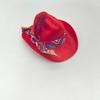 Sombrero de mezclilla con plumas y cinta de estilo étnico para mascota, 13 cm, sombrero de plumas de gato, sombrero de vaquero occidental, joyería de color