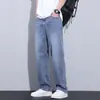 Jeans rectos holgados de marca de alta gama de moda para hombre, estilo fino de verano 2026, pantalones largos casuales de pierna ancha de la alta calle americana