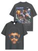 Camiseta de Manga Corta Estilo Retro Americano Transfronterizo con Estampado de Bad Bunny Suelta Resistente Cuello Redondo Sudadera con Capucha para Hombre