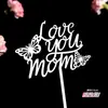 2026 Día de la Madre Feliz Decoración de Pastel Tarjeta de Corazón Acrílico Cadena de Perlas Topper Feliz Día de la Madre