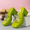 Sandalias transparentes de tacón alto con plataforma y pedrería para mujer, modelo 2026, chanclas de verano para uso en exteriores, nuevas sandalias de moda de una tira para mujer, venta al por mayor