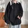 2025 Nova Malha Polo Outono e Inverno Estilo Casual Preguiçoso Retrô Americano Malha Gola V Top Patchwork Masculino