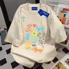 Camiseta de Manga Corta con Estampado de Gato Perro Graffiti Nuevo de Verano para Mujer, Divertida de Dibujos Animados Casual Estilo Ins, Top de Algodón Puro para Pareja, Hombre