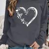 Sudadera con capucha tipo jersey con estampado de corazón, manga larga casual Ro
