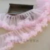 Falda tutú de encaje plisado de malla hecha a mano para manualidades, 15 cm de ancho, falda de pastel plisada, decoración de ropa de muñeca, nuevo