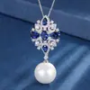 Transfronterizo wish2023 nuevo moda europea y americana corindón rojo esmeralda azul zafiro tricolor colgante de cuentas blancas collar mujer