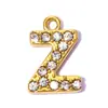 Pingente de Aço Inoxidável com 26 Letras Inglesas Cravejadas de Diamante DIY para Mulheres A-Z Brincos Pulseira Colar Pingente de Joia em Aço Titânio