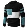 2025 Exportación Otoño e Invierno Nuevo Tejido de Punto para Hombre de Terciopelo de Visón Imitación Redondo Combinación de Colores a la Moda Cuello Alto Medio Camiseta Base de Punto