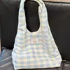 Nova Bolsa de Ombro Xadrez Fresca, Grande Capacidade, Bolsa Colegial Casual tipo Colete, Bolsa Coreana Ins para Trabalho/Compras