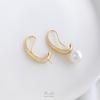 Gancho para arete de perla con medio agujero, paquete de oro real de 14 quilates, color dorado, arete vacío, material de cuentas adhesivas para bricolaje hecho a mano, accesorios para la oreja