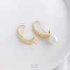 Ganchos para Aretes de Perlas de Medio Agujero Color Oro Real de 14K Ajustes Vacíos para Aretes que Conservan el Color Materiales para Aretes de Perlas Hechos a Mano para DIY Accesorios para Aretes