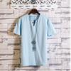 Camiseta masculina de algodão e linho estilo chinês, camiseta solta de verão Hanfu de manga curta, camiseta antiga de linho retrô estilo chinês