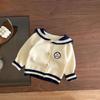 Traje de punto para bebé otoño e invierno Nuevo cuello azul marino mameluco estilo universitario para bebé traje de dos piezas otoño