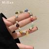 Pulsera Coreana de Cuentas de Color Pulsera Nicho de Flores Diseño Pulsera de Dopamina Estilo Personalizado Versátil Joyería Tejida