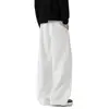Calça de Terno Pequena Personalizada/Texturizada Fluida para Homens e Mulheres, Reta Solta Versátil Branca Relaxada Charme Malandro Emagrecimento Calça Longa