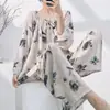 Família Algodão Seda 2026 Novo Pijama de Algodão Seda para Mulheres, Conjunto de Roupa de Casa para Primavera e Outono, Pode Ser Usado Fora, Casual Manga Longa Calça Longa