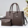 Set de bolso de dos piezas de lujo con textura de piedra y estampado extranjero, diseño de retazos elegante y único, bolso de hombro versátil