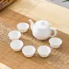 Juego de Té Kung Fu de Jadeíta Seis Caballeros del Té Jingdezhen Cubierta Exterior de Jade Blanco Portátil Hecho a Mano