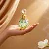 Botella de Relleno de Aceite Esencial para Perfume de 15 ml con Borla de Pedrería Retro Exquisita y Esmalte Artesanal Tamaño Portátil para Viaje