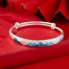 Pulseira de Prata 9999 Esterlina Estilo Nacional Chinês Push-Pull Ajustável Pulseira Sólida para Namorada
