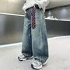 Jeans Rectos Estampados con Salpicaduras de Pintura para Niños Otoño 2026, Pantalones Anchos Sueltos para Niños Grandes Primavera-Otoño, Pantalones para Niños Transfronterizos al por Mayor