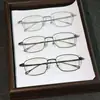 106 Gafas de Negocio Cuadradas de Titanio Puro para Rostros Grandes, Gafas de Montura Grande, Diseño Sin Patillas para Hombre