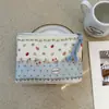 Bolsa Cosmética Linda Azul Caricatura Mini Billetera Algodón Puro Bolsa Pequeña de Tela Auriculares Lápiz Labial Bolsa de Almacenamiento Portátil