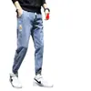 Calça Jeans Cargo Masculina Verão Nova Primavera Outono Jogger Cropped Harem Calças Masculinas Tendência Casual Calças Longas Masculinas
