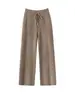 Pantalones de Pierna Ancha para Mujer Consinee 100% Cachemir Puro Pantalones de Ojo de Pájaro Cuatro Pliegues Costura Central Cintura Alta Ajustados Rectos Pantalones de Felpa