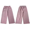 Pantalones Casuales Rosa Mariposa Lavados Desgastados de Street Dance Jazz para Mujer Verano Caída Sueltos Perezosos Pierna Ancha Pantalones Deportivos