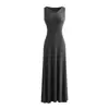 Vestido Sexy e Puro, com Decote V Suave e Sem Mangas Que Realça o Busto, Vestido Longo Bodycon Cauda de Peixe Slim-Fit de Verão para Mulheres