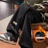 Pantalones deportivos de estilo americano de moda con forro polar para otoño e invierno para hombres, adolescentes y estudiantes, versátiles, informales, de corte recto holgado