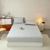 Estilo Simple Algodón Puro Gasa de Tres Capas Funda de Sábana Ajustable Protector de Colchón de una Pieza Antideslizante Cobertura Completa Individual para Dormitorio Cubierta de Cama de Algodón Puro
