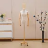 Maniquí de Media Figura Femenina para Escaparate de Tienda de Ropa, Base Galvanizada, Maniquí de Alambre Dorado para Exhibición, Muñeco