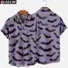 Estación Independiente Transfronteriza Halloween Impresión Digital 3D Manga Corta talla extra para Hombre Holgada Camisa de Fiesta Kuso