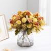 Outono transfronteiriço novo buquê de simulação de flores portátil flor falsa decoração de sala de estar em casa flor de seda nórdica simulação de flor rosa