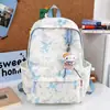 Mochila Estilo Americano Estilo Ins Gris Niebla Degradado con Diseño Dulce y Fresco, Modelo para Parejas para Escuela, Clase, Vacaciones y Viaje